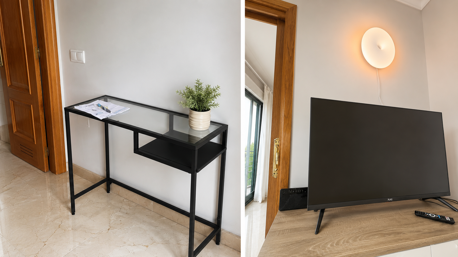 Desk and television details