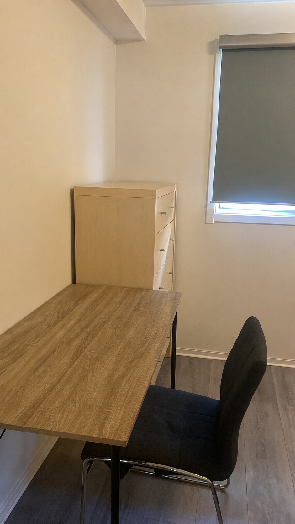 Schous room: desk and storage